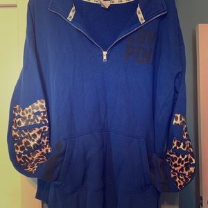 Victoria’s Secret Pink Leopard Half Zip Sweatshirt